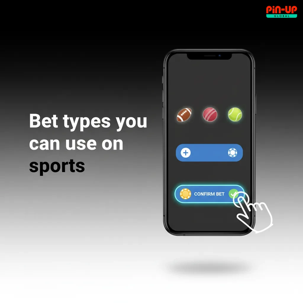 Infographic of sports bet types: Single, Express/Accumulator, System, with betslip preview showing potential payout