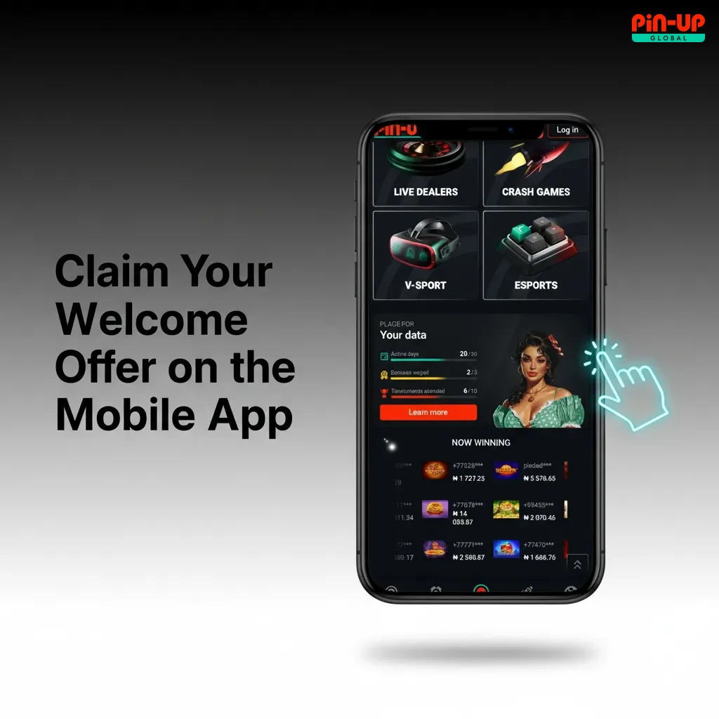 Android and iOS app screens show steps to claim a welcome offer: download, sign in, opt in, deposit, start wagering.