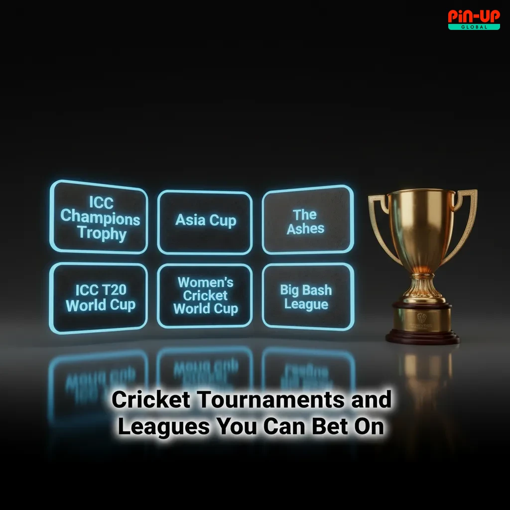 Cricket betting dashboard with World Cups, Ashes, IPL, PSL, BBL, CPL, showing fixtures, odds, and live markets