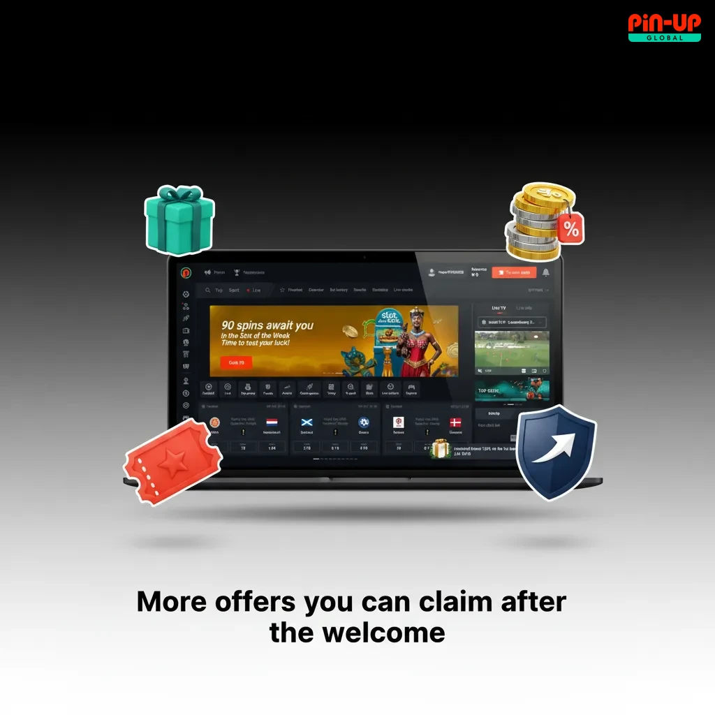 More offers after welcome: weekly reload bonus, casino cashback, sports acca boost, free spins missions, birthday gift