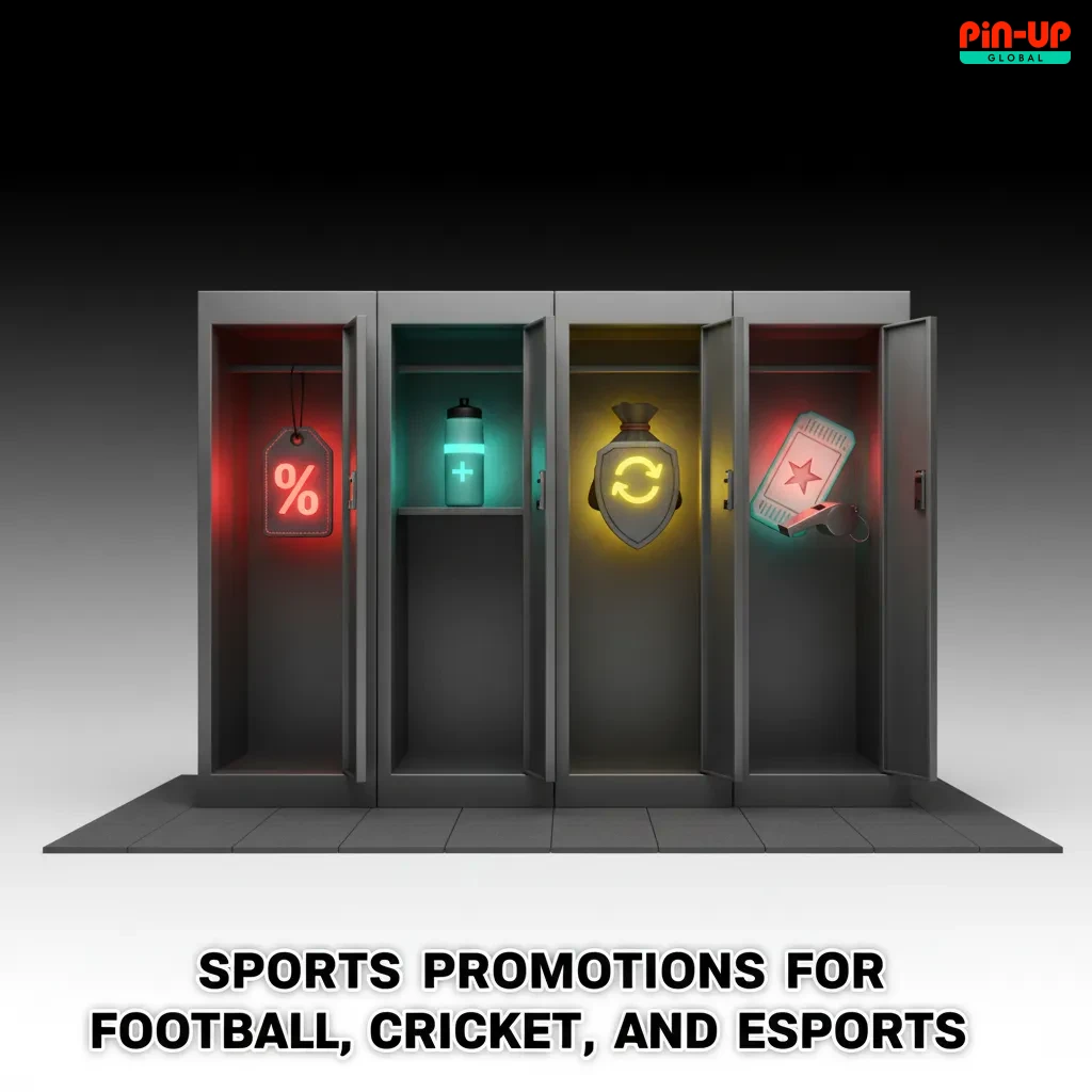 Sports promos for football, cricket, esports: acca boosts, odds boosts, free bet insurance, weekly reload, tournaments.