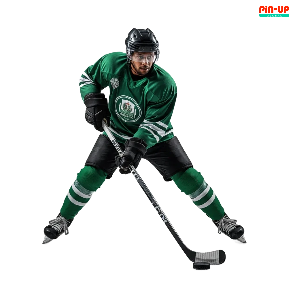 Pin-Up ice hockey betting banner showing live markets, cash out, and 100% welcome bonus up to ₦100,000 in Nigeria.