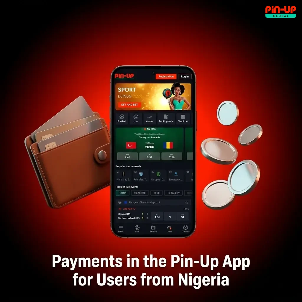 Nigerian users making deposits and withdrawals in Pin-Up app via VISA, Mastercard, Verve, bank transfer, OPay, Palmpay, crypto
