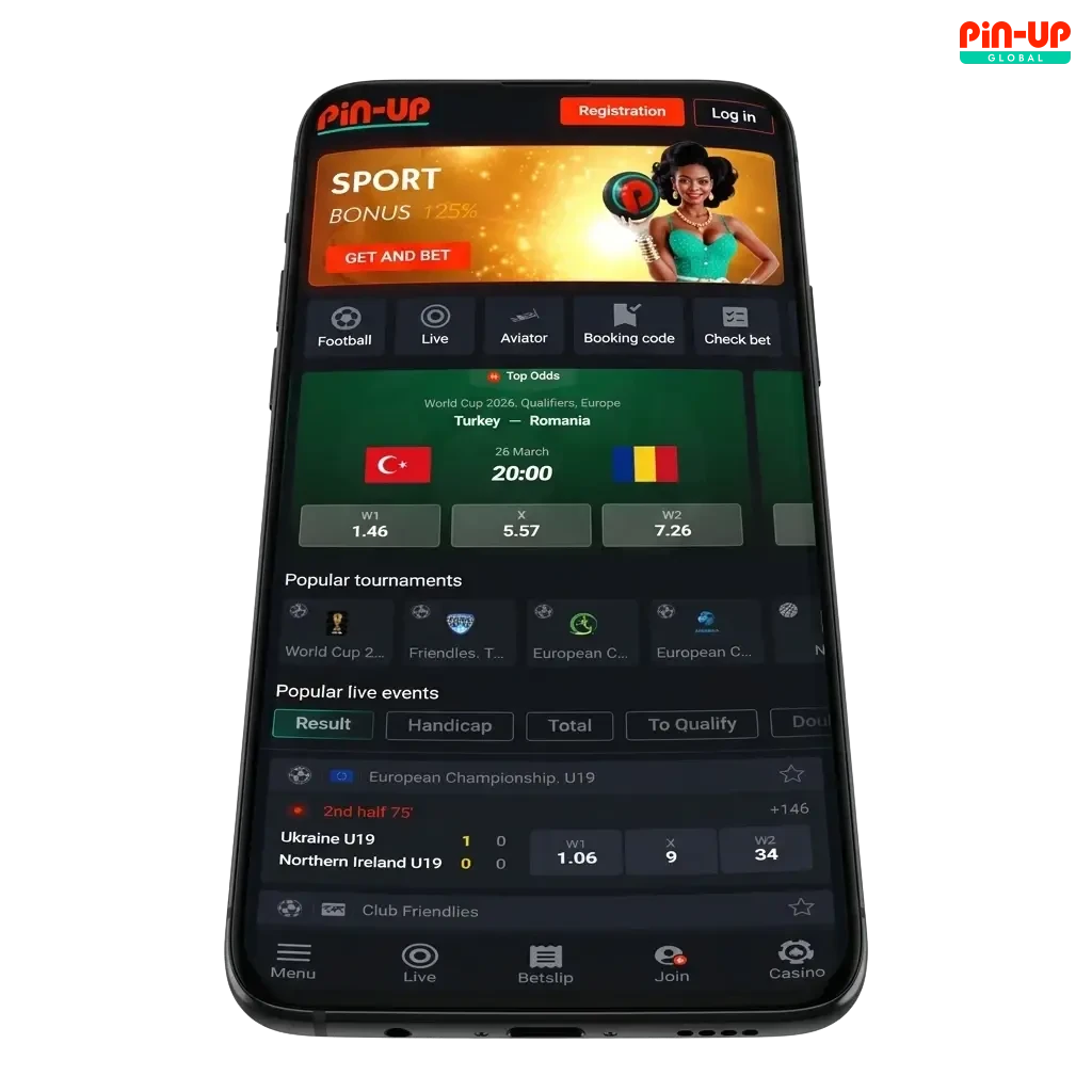 Pin-Up iOS app for Nigeria offering 150% deposit bonus, free spins, and up to NGN 8,000,000 welcome rewards
