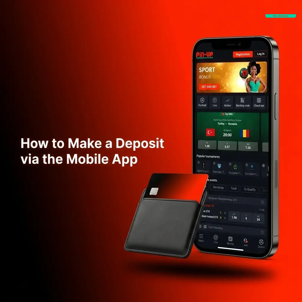 Pin-Up mobile app deposit guide showing cashier button, payment methods, and NGN transaction steps on smartphone