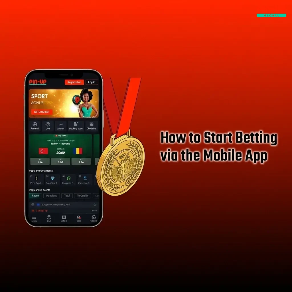Pin-Up mobile app sports betting steps showing bet slip and odds selection process on screen