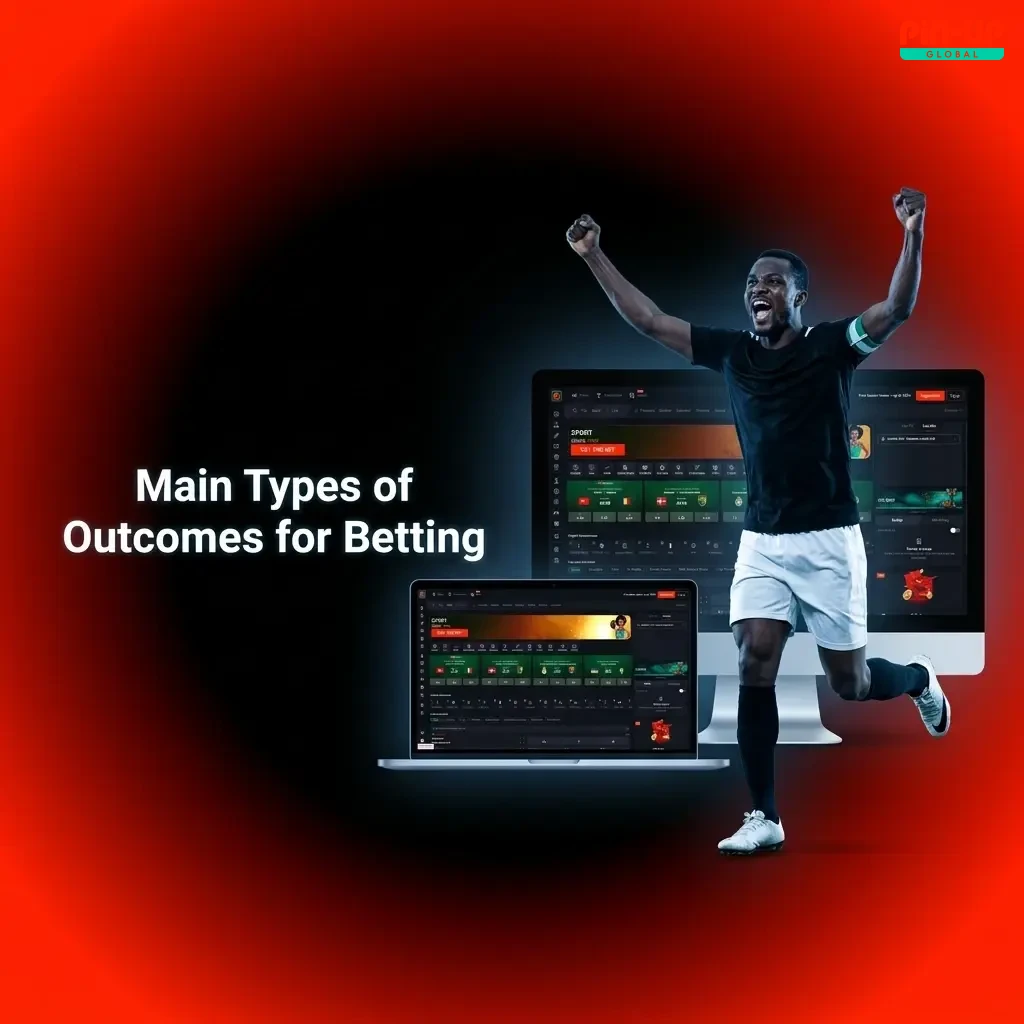 Main types of betting outcomes including 1X2, Double Chance, BTTS, Asian Handicap, and Over/Under on Pin-Up Nigeria