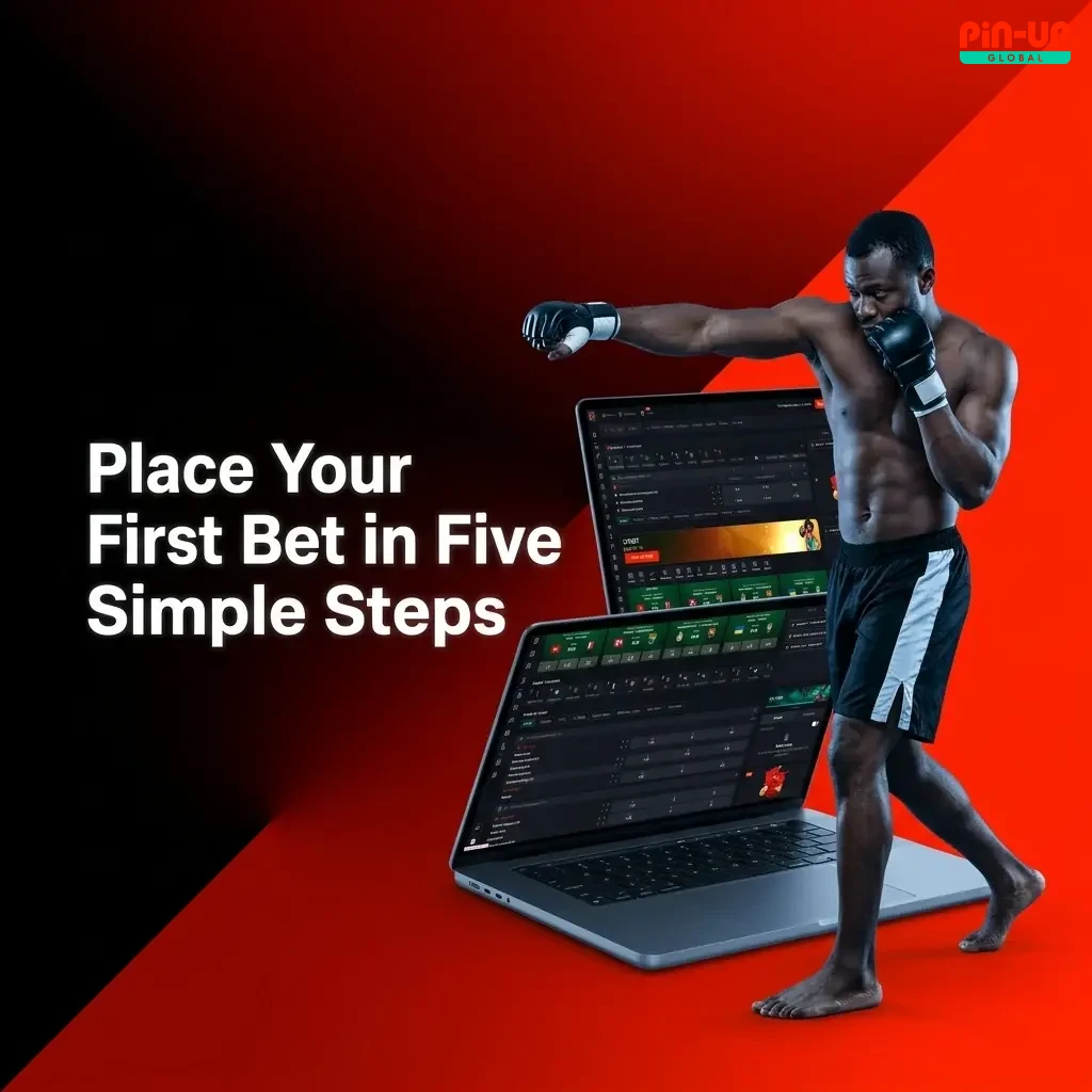 Pin-Up Nigeria sports betting guide showing five simple steps to place your first bet in NGN