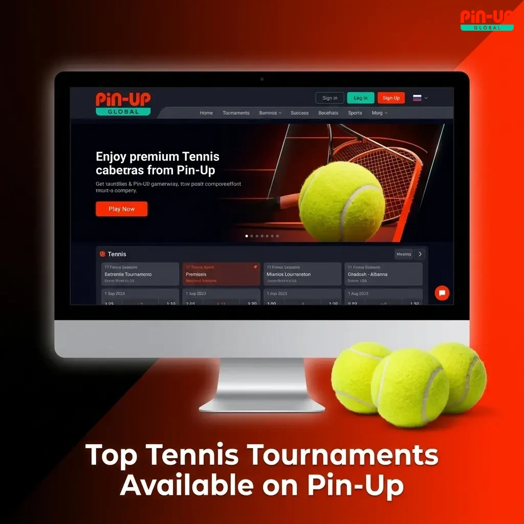Top tennis tournaments on Pin-Up including Grand Slams Australian Open Wimbledon French Open US Open and ATP Masters events